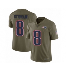 Men's New England Patriots #8 Jarrett Stidham Limited Olive 2017 Salute to Service Football Jersey