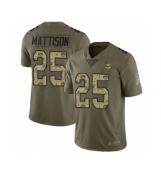 Youth Minnesota Vikings #25 Alexander Mattison Limited Olive Camo 2017 Salute to Service Football Jersey