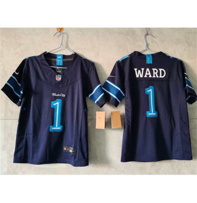 Women's Tennessee Titans #1 Cameron Ward Navy 2026 F.U.S.E. 'Music City' Rivalries Collection Limited Football Stitched Jersey(Run Small)