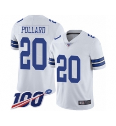 Men's Dallas Cowboys #20 Tony Pollard White Vapor Untouchable Limited Player 100th Season Football Jersey