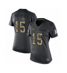 Women's Jacksonville Jaguars #15 Gardner Minshew II Limited Black 2016 Salute to Service Football Jersey