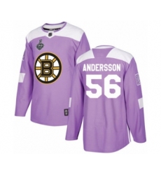 Youth Boston Bruins #56 Axel Andersson Authentic Purple Fights Cancer Practice 2019 Stanley Cup Final Bound Hockey Jersey