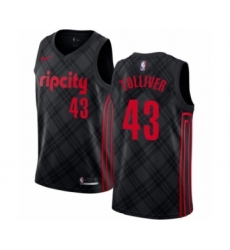 Men's Portland Trail Blazers #43 Anthony Tolliver Authentic Black Basketball Jersey - City Edition