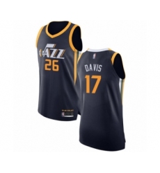 Men's Utah Jazz #17 Ed Davis Authentic Navy Blue Basketball Jersey - Icon Edition