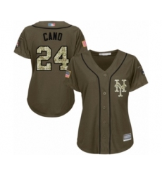 Women's New York Mets #24 Robinson Cano Authentic Green Salute to Service Baseball Jersey