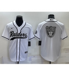 Men's Las Vegas Raiders White Team Big Logo With Patch Cool Base Stitched Baseball Jersey