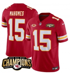 Men’s Kansas City Chiefs #15 Patrick Mahomes Red 2023 F.U.S.E. AFC West Champions With NKH Vapor Untouchable Limited Football Stitched Jersey
