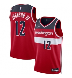 Men's Washington Wizards #12 Tre Johnson III Red 2025 Draft Icon Edition Stitched Basketball Jersey