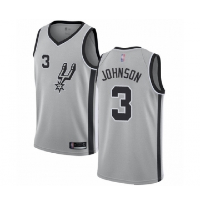 Men's San Antonio Spurs #3 Keldon Johnson Authentic Silver Basketball Jersey Statement Edition