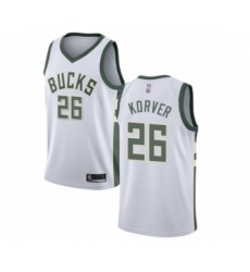 Men's Milwaukee Bucks #26 Kyle Korver Authentic White Basketball Jersey - Association Edition
