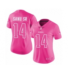 Women's New England Patriots #14 Mohamed Sanu Sr Limited Pink Rush Fashion Football Jersey