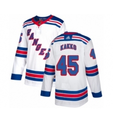 Men's New York Rangers #45 Kaapo Kakko Authentic White Away Hockey Jersey