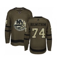 Men's New York Islanders #74 Simon Holmstrom Authentic Green Salute to Service Hockey Jersey