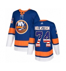 Youth New York Islanders #74 Simon Holmstrom Authentic Royal Blue USA Flag Fashion Hockey Jersey
