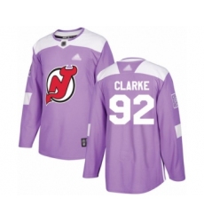 Youth New Jersey Devils #92 Graeme Clarke Authentic Purple Fights Cancer Practice Hockey Jersey