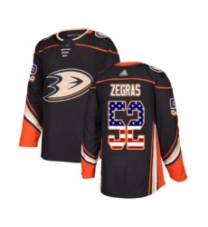 Men's Anaheim Ducks #52 Trevor Zegras Authentic Black USA Flag Fashion Hockey Jersey