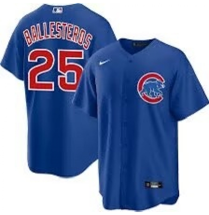 Men's Chicago Cubs #25 Moises ballesteros Blue Cool Base Stitched Baseball Jersey