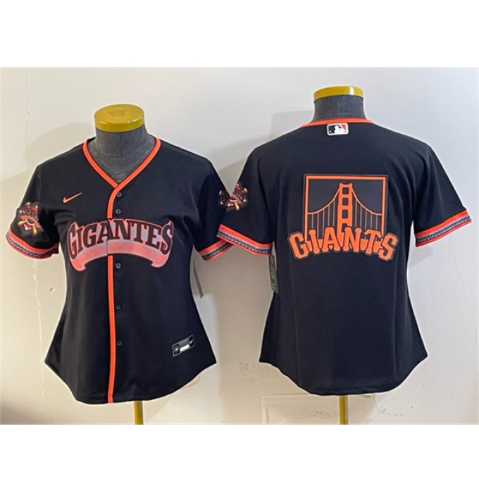 Women's San Francisco Giants Team Big Logo Black 2026 Alternate Stadium Stitched Baseball Jersey(Run Small)