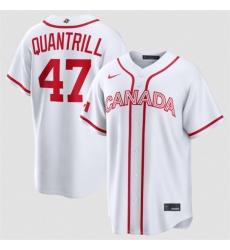 Men's Canada Baseball #47 Cal Quantrill White 2026 World Baseball Classic Home Stadium Stitched Jersey