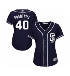 Women's San Diego Padres #40 Cal Quantrill Authentic Navy Blue Alternate 1 Cool Base Baseball Player Jersey