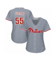 Women's Philadelphia Phillies #55 Ranger Suarez Authentic Grey Road Cool Base Baseball Player Jersey