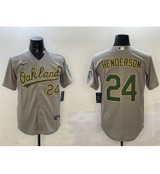 Men's Oakland Athletics #24 Ricky Henderson Gray With Stitched Baseball Jersey