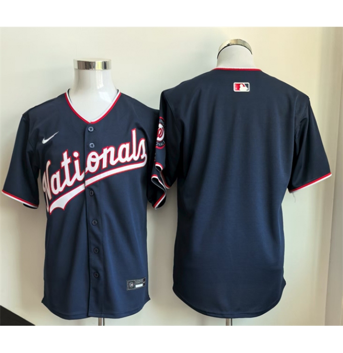 Men's Washington Nationals Blank Navy Stitched Baseball Jersey