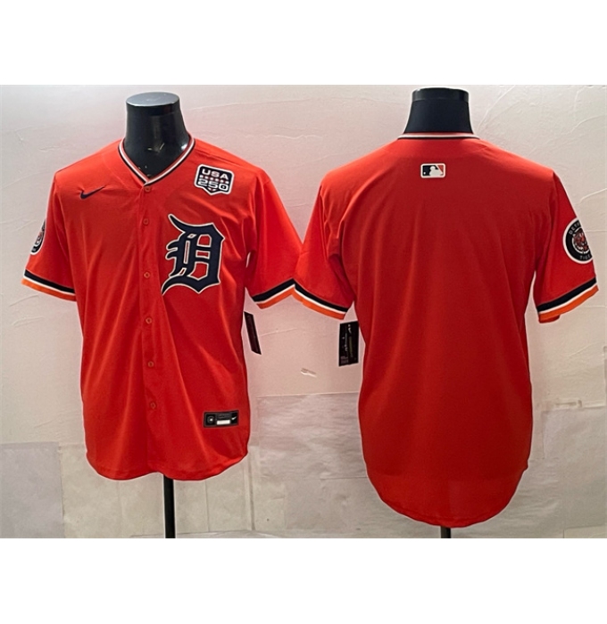Men's Detroit Tigers Blank Orange 2026 Alternate USA 250 Vapor Premier Limited Stitched Baseball Jersey