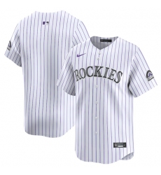 Men's Colorado Rockies Blank White Home Limited Stitched Baseball Jersey