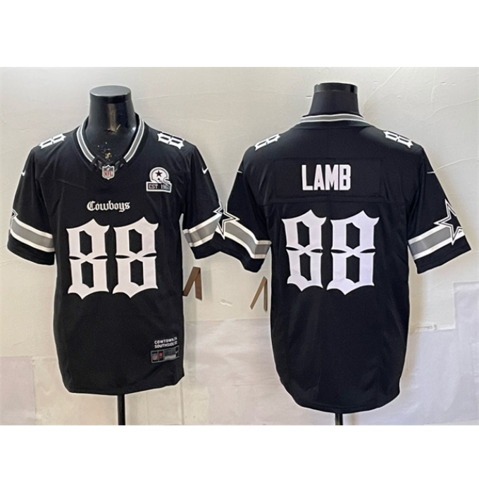 Men's Dallas Cowboys #88 CeeDee Lamb Black 2025 F.U.S.E. 'Gothic Lone Star Edition' With Established In 1960 Vapor Limited Stitched Football Jersey