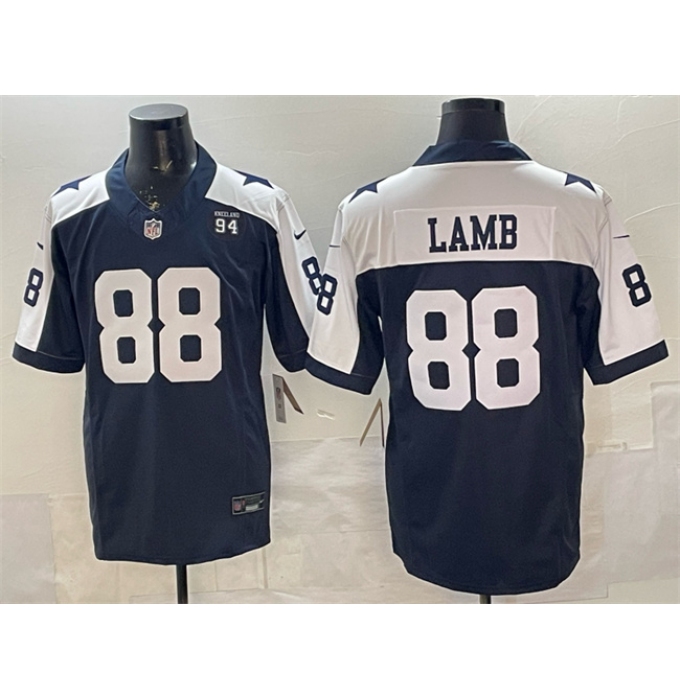 Men's Dallas Cowboys #88 CeeDee Lamb Navy F.U.S.E. 94 Marshawn Kneeland Memorial Vapor Limited Stitched Football Jersey