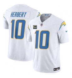 Men's Los Angeles Chargers #10 Justin Herbert White 2025 F.U.S.E With 4-Star C Vapor Limited Stitched Football Jersey