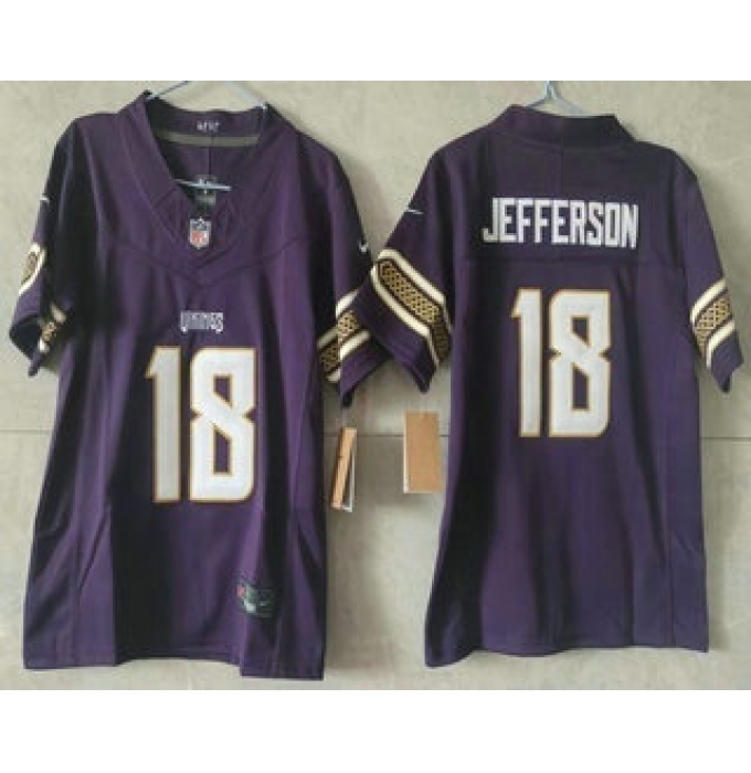 Women's Minnesota Vikings #18 Justin Jefferson Purple 2026 FUSE Rivalries Collection Limited Stitched Jersey
