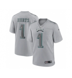 Men's Philadelphia Eagles #1 Jalen Hurts Gray Atmosphere Fashion Stitched Game Jersey