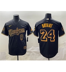 Men's Los Angeles Dodgers Front #8 Back #24 Kobe Bryant Black With KB Stitched Jersey