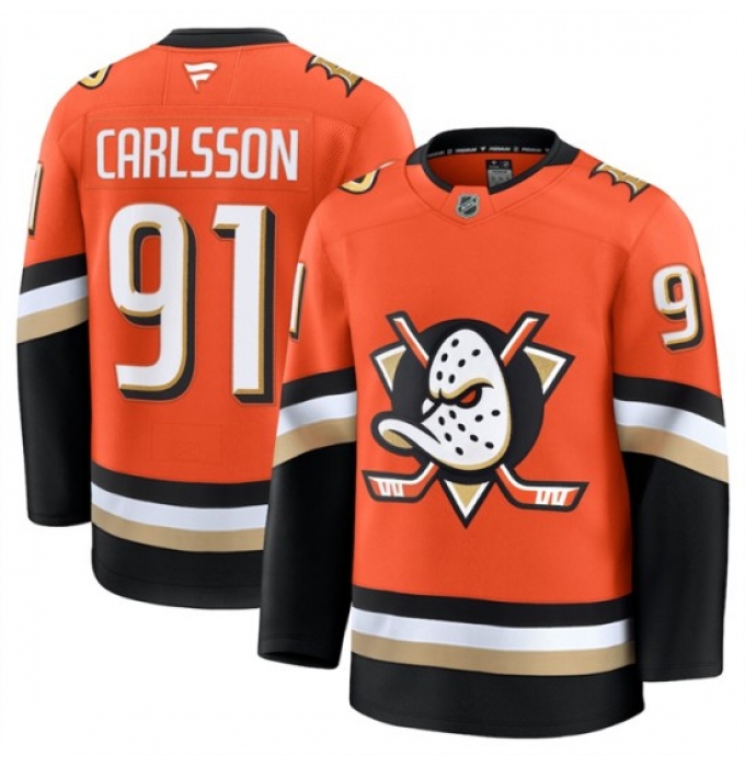 Men's Anaheim Ducks #91 Leo Carlsson Orange 2026 Home Stitched Hockey Jersey