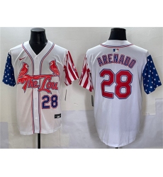 Men's St. Louis Cardinals #28 Nolan Arenado White Independence Day Vapor Premier Limited Stitched Baseball Jersey