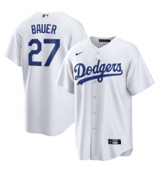 Men's Los Angeles Dodgers #27 Trevor Bauer White Nike Royal Alternate Official Replica Player Jersey
