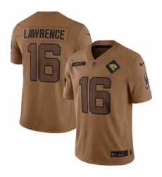 Men's Jacksonville Jaguars #16 Trevor Lawrence Nike Brown 2023 Salute To Service Limited Jersey