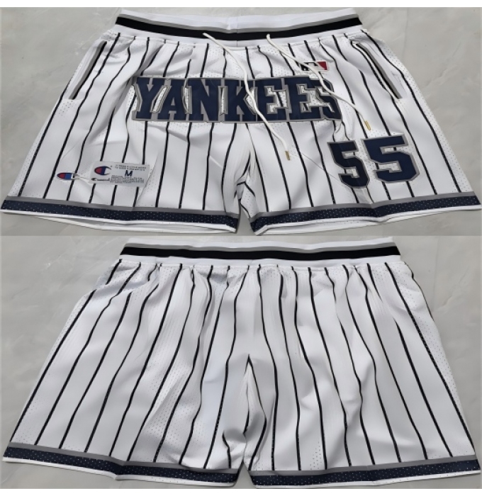 Men's New Yok Yankees #55 White Shorts (Run Small)(1)