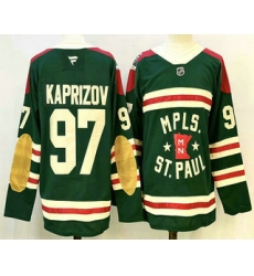 Men's Minnesota Wild #97 Kirill Kaprizov Green Winter Classic Stitched Authentic Jersey