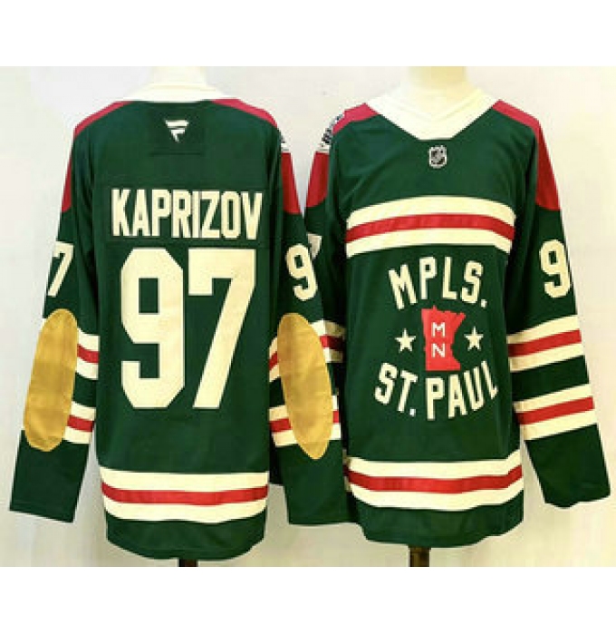 Men's Minnesota Wild #97 Kirill Kaprizov Green Winter Classic Stitched Authentic Jersey