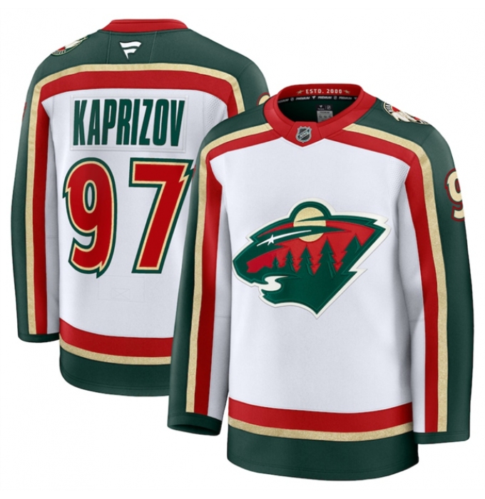 Men's Minnesota Wild #97 Kirill Kaprizov White 2025 25th Anniversary Stitched Hockey Jersey