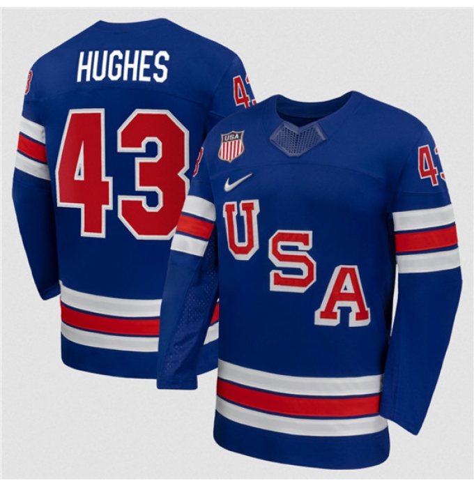 Men's USA #43 Quinn Hughes White 2026 Stitched Jersey