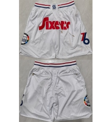 Men's Philadelphia 76ers White Shorts (Run Small)