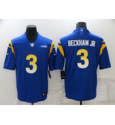 Men's Los Angeles Rams #3 Odell Beckham Jr. Blue Nike Limited Patch Jersey