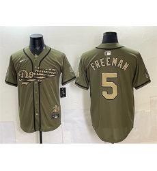 Men's Los Angeles Dodgers #5 Freddie Freeman Olive 2026 Armed Forces Day Stitched Baseball Jersey
