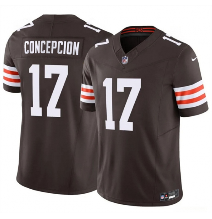 Men's Cleveland Browns #17 KC Concepcion Brown 2026 Draft F.U.S.E. Vapor Limited Football Stitched Jersey