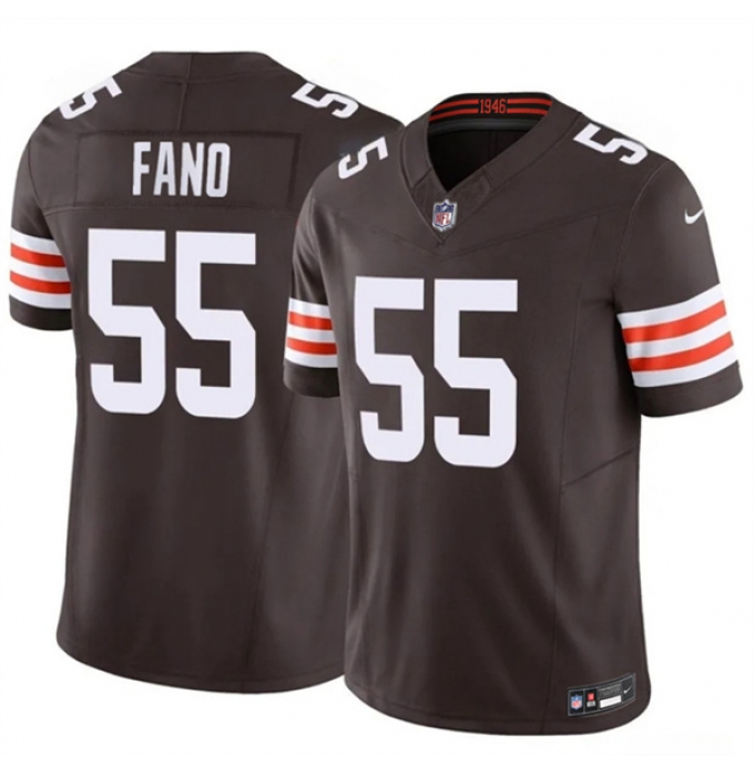 Men's Cleveland Browns #55 Spencer Fano Brown 2026 Draft F.U.S.E. Vapor Limited Football Stitched Jersey