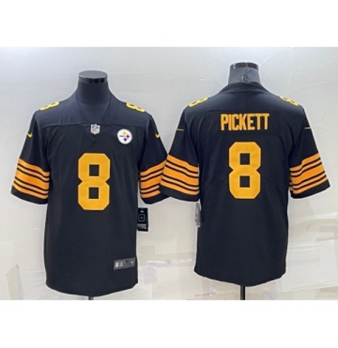 Men's Pittsburgh Steelers #8 Kenny Pickett Black Color Rush Stitched Jersey